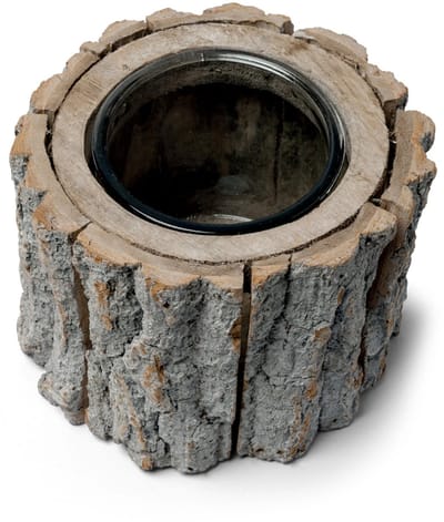 ARTYFETES - Houten stomp kaarsenhouder 12 x 14 cm met glas