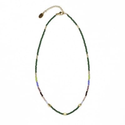 CO88 Collection 8CN-26335 Kralenketting met Miyuki Kralen - Groen Tinten - 40+5cm - Goudkleurig Slot
