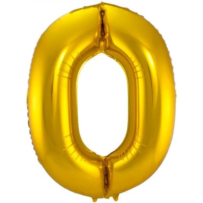 Folat - Folieballon Cijfer 0 Goud - 86 cm
