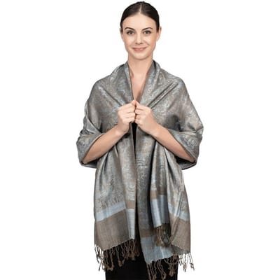 Écharpe Jacquard Femme Mode Luxe Épaisse Douce Foulards Dames Châle Châle Hijab Musulman Bandeau Foulard Carré 70x180cm gray