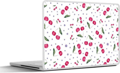 Laptop sticker - 14 inch - Kersen - Fruit - Wit - 32x5x23x5cm - Laptopstickers - Laptop skin - Cover