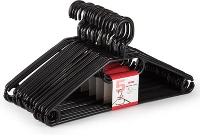 Kledinghangers - 20x - zwart - kunststof - 40,5 cm - kledingkast opruimen