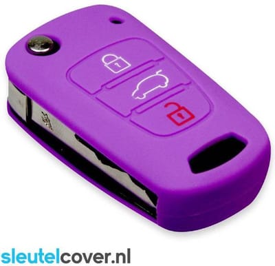 Autosleutel Hoesje geschikt voor Hyundai - SleutelCover - Silicone Autosleutel Cover - Sleutelhoesje Paars