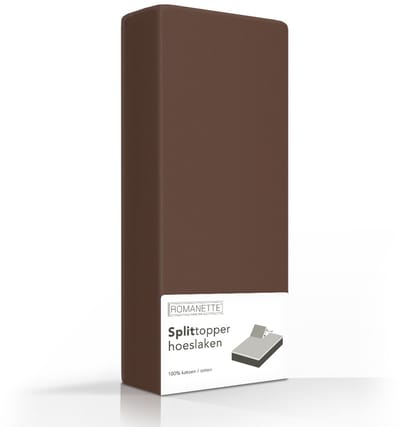 Romanette split-topper hoeslaken - Taupe - Lits-jumeaux (160x200 cm)