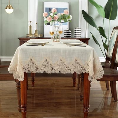 Tafelkleed Wit Tafelkleed Amerikaans Linnen Katoen Tafel Juppe Tafelkleed Bloem Stof Nordic Tv Kast Kantpatroon Modern 95X95cm Square