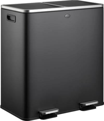 Pedaalemmer 60 Liter - Afvalemmer Afvalscheiding - Vuilnisbak - Zwart