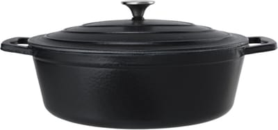 Castard Kookpot Matzwart 5,1l 33x25x H11cm Ovaal Gietijzer