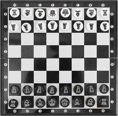 Schaakspel Inklapbaar - Reis schaakbord - Strategisch Spel - Magnetisch Bord - 20 x 20 cm - Zwart Wit