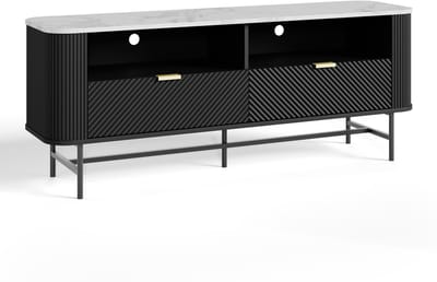 TV-meubel Olvehok 140x40x55 cm zwart met wit marmerlook [en.casa]