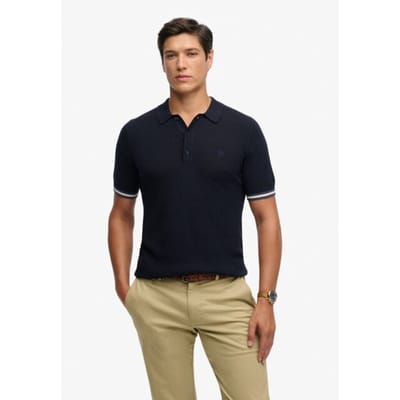 Superdry Poloshirt Knitted Texture Ss Polo M1110458a K9t Classic Navy Tag Mannen Maat - XL