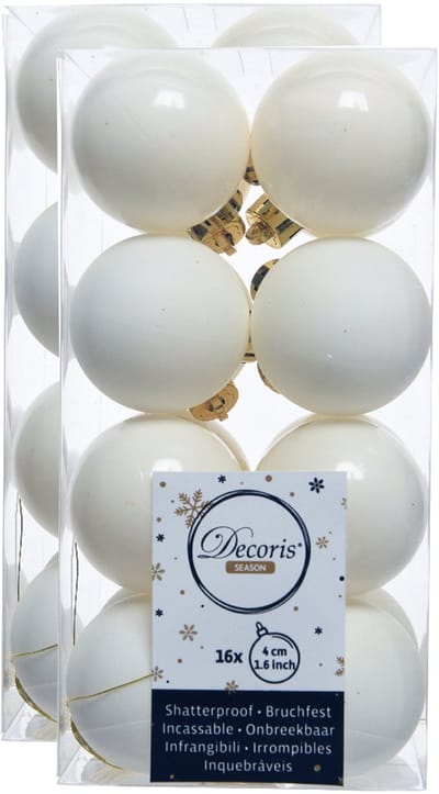 Decoris kleine kerstballen - 32x st - wol wit - 4 cm - kunststof - kerstversiering