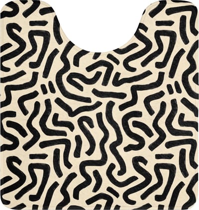WC mat met uitsparing 55x60 cm - Antislip - Abstract - Lijnen - Zwart - Toiletmat met uitsnijding - Vloermat - Douchemat - Toilet tapijt - Toiletmatten