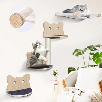 Château Animaux® Katten klimmuur - Krabpaal - Huisje - Ladders - Plateaus - Katten klim wand - Krabpaal muur - Klimmuur kat - Krabpaal voor grote katten - klimwand