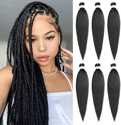 Dailygoods- Haarextensies 40,6 cm - Vlechthaar - Voorgestrekt - Yaki Textuur - Synthetische Vezel - Lichtgewicht en Zacht