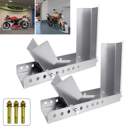 Laadhulp, rail, motorwip, motorstandaard, voorwielklem, versterkte standaard, met 3 ankerbouten, hoge veiligheidsfactor (2 stuks)