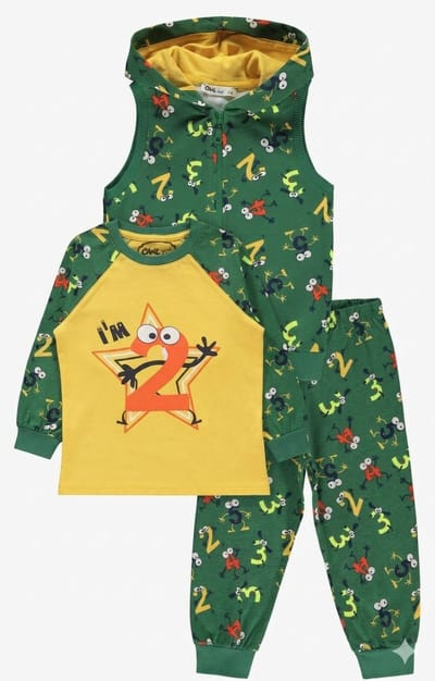 Vest & pyjama set jongens - Cijfers - I’M 2 - Verjaardag Set - Pyjama & Vest - 2e Verjaardag