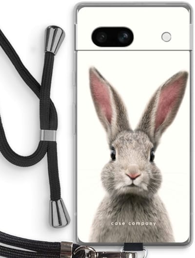 Case Company® - Hoesje met koord geschikt voor Google Pixel 7A hoesje met Koord - Daisy - Telefoonhoesje met Zwart Koord - Bescherming aan alle Kanten en Over de Schermrand