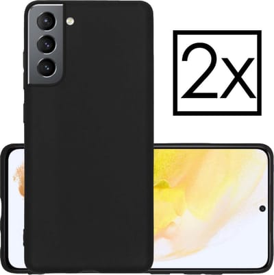Hoesje - 2 Stuks - Geschikt voor Samsung Galaxy S21 - Sterk & Shockproof - Case Siliconen - Back Cover - Telefoon Hoes - Zwart