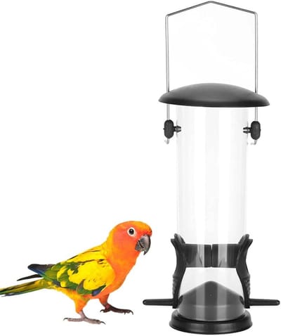 Dailygoods- Vogelvoederdispenser Zwart - Vogelvoederhuisje - Voor Buiten - Wilde Vogels - Mussen/Roodborstjes - 21,5 x 7 cm - Vogelhuisje