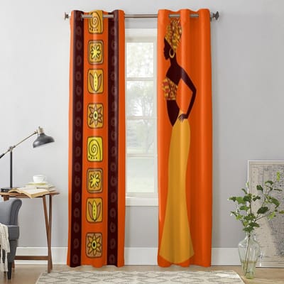 Prachtige Afrikaanse Vrouw Raamgordijnen Voor Woonkamer Slaapkamer Luxe Modern Keukengordijnen Stoffen Draperieën 135W x 60H(cm) x1