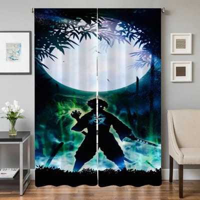 Raam Keukengordijnen voor Woonkamer 2 Stuks Verduisterende Gordijnen Deurgordijn D-demon S-slayer Scheidingswand Slaapkamerdecoratie W50xH70cmx2pcs-CL gray