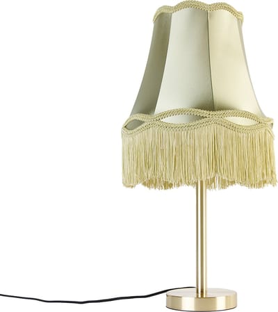 QAZQA granny - Klassieke Tafellamp met kap - 1 lichts - H 58.5 cm - Groen - Woonkamer | Slaapkamer | Keuken