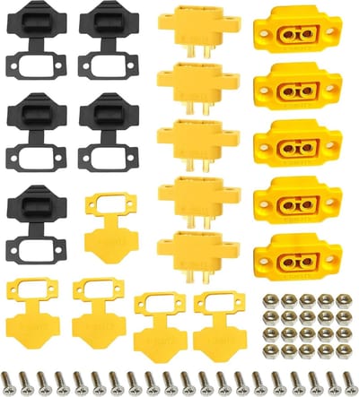 Pack van 5 XT60E-F Hoge Stroom Stekkers met Rubber Dop en Schroeven, Waterdicht voor LiPo Accu + 5 XT60E-M Mountable XT60 Mannelijke Stekker Adapter voor Drones en RC Voertuigen