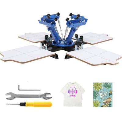 VEVOR 360° Roterende Zeefdruk 54 x 45 cm Zeefdrukapparatuur T-shirt Dubbellaagse Palletpers voor Positionering, Blauw