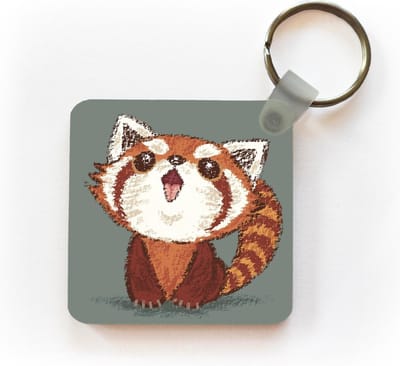 Sleutelhanger - Uitdeelcadeautjes - Illustratie van een rode panda die roept - Plastic