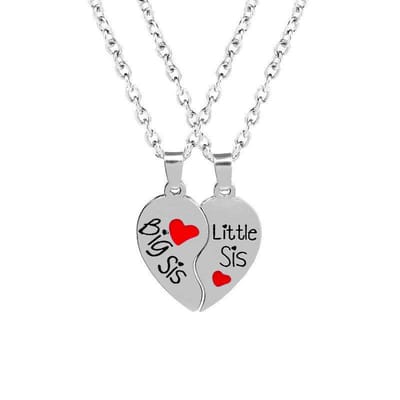Lumici® | Big Sister Little Sister Ketting - Zussen Ketting - Zusje - Zus - Familie - Big - Lil - Sis - Zusjes - Vriendschap - 4Ever - Love - 2 In 1 - Cadeau Voor Vrouwen - Moederdag Cadeau - Valentijn - Liefde - Verrassing - Zilver
