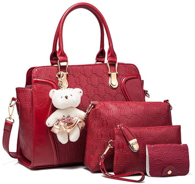 VierDeligSet-DamenHandtas-Rood-StijlvolEnPraktisch-VerschillendeGroottes