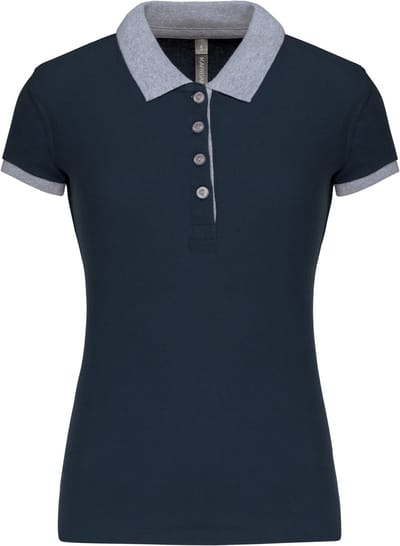 Kariban Piqué-damespolo tweekleurig K259 - Navy / Oxford Grey - XXL