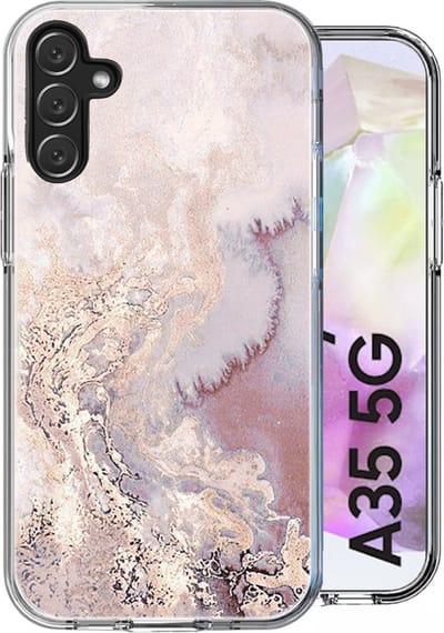 Hoesje geschikt voor Samsung Galaxy A35 - Back Cover Marmer Siliconen Case Roze