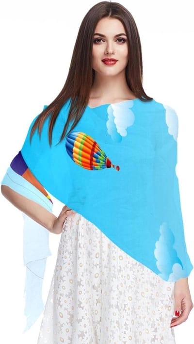 Paarse Blauwe Sjaal - Pashmina Wraps - Outfit Decoratie - Lichtgewicht Chiffon - 180x73cm - Multicolor