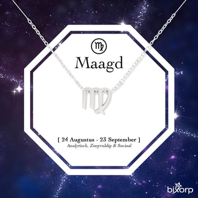 Bixorp Stars Sterrenbeeld Ketting Maagd / Virgo - Stainless Steel - 45cm Ketting met Zodiac Hanger - Inclusief Cadeau Verpakking