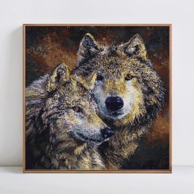 Broderie diamant Loups Peinture diamant avec pierres rondes Loup Diamant Mosaïque Strass 30x30CM gray