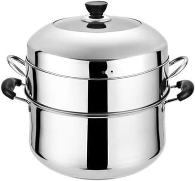 Stoompan - Kookpot - Gezond Koken - Roestvrij Staal - 20.8 cm Diameter - Zilver