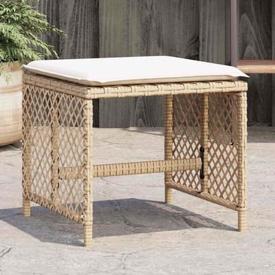 vidaXL - Tuinkrukken - 4 - st - met - kussens - 41x41x36 - cm - poly - rattan - beige
