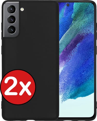 Hoesje - 2 Stuks - Geschikt voor Samsung Galaxy S21 FE - Sterk & Shockproof - Telefoonhoes - Back Cover - Case Siliconen - Telefoon Hoes - Zwart