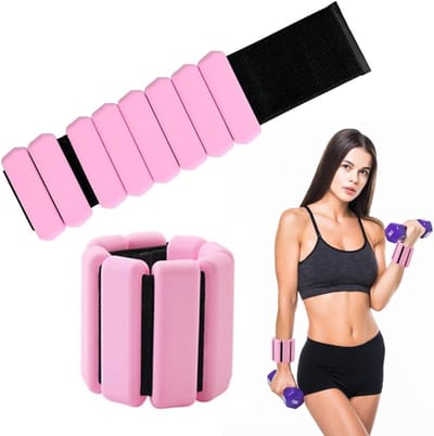 Pols en Enkelgewichten - Verstelbare gewichten - Kracht training - Comfortabele pasvorm - 0.45 kg per stuk - Roze