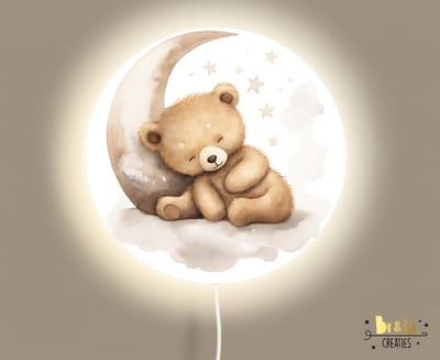 Wandlamp rond beer op maan-lamp-beer-sfeerverlichting-kinderkamerdecoratie-woonaccessoires