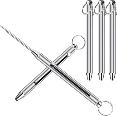 Titanium Tandenstokers - Herbruikbare Stokers - Mondhygiëne - Telescopisch Ontwerp - 3 Stuks - Zilver