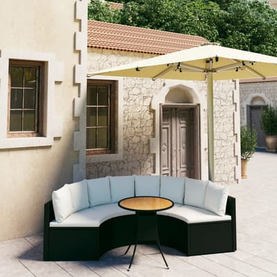 vidaXL - 5-delige - Loungeset - met - kussens - poly - rattan - zwart