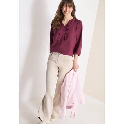 3/4-mouwen blouse met gespleten hals