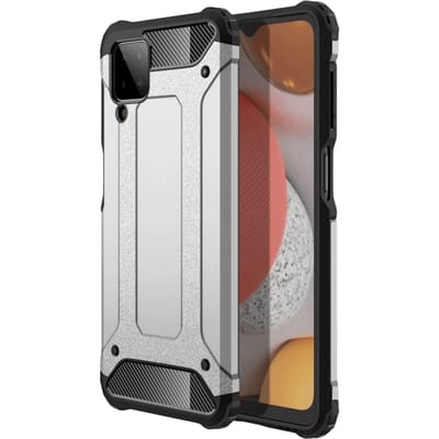 CaseBody Samsung Galaxy A12 Shockproof Hoesje Steel Armor Zilver
