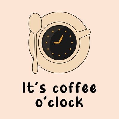 Tegeltje met tekst coffee o'clock - keramisch cadeautegeltje