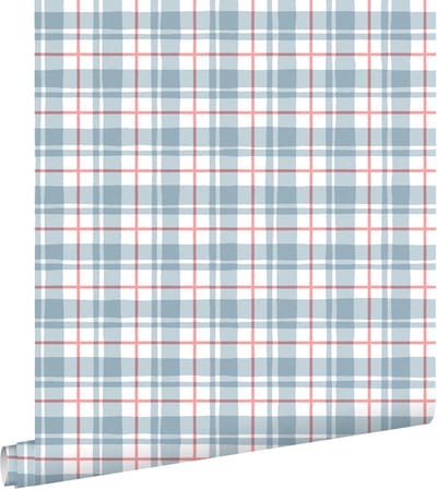 ESTAhome behang ruitjes blauw en rood - 50 x 900 cm - 131949