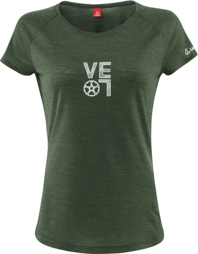 Loeffler shirt korte mouwen W Printshirt Velo Merino - Tencel™ Olijf Groen