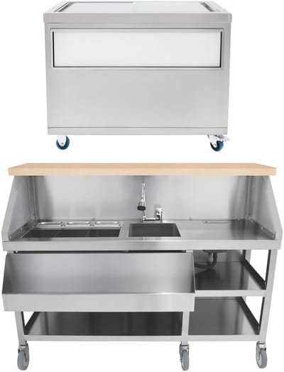 Mobiele barset - cocktailstation - ijsopslagbak - 1000 mm
