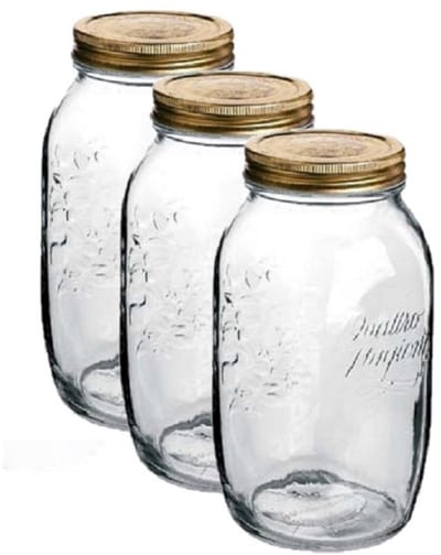 Bormioli Rocco Weckpot/inmaakpot - Pakket van 6x stuks - 1,5 Liter - glas - met draaideksel - 21 x 10 cm